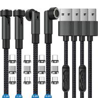 ⚡️ 3-in-1 magnetic charging cable - fast 3a charging, data transfer - nylon braided usb c magnetic charger cable for micro usb, type c devices - 4pack (black, 3ft/3ft/6ft/6ft) logo