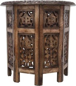 img 3 attached to 🪑 Solid Carved Wood Coffee Table - Antique Indian Decorative Mango Wood End Table - Ideal for Living Room, Bedroom, or Boho Décor - 18x18 Inch