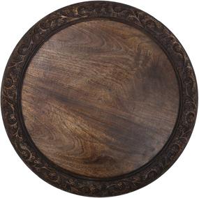 img 1 attached to 🪑 Solid Carved Wood Coffee Table - Antique Indian Decorative Mango Wood End Table - Ideal for Living Room, Bedroom, or Boho Décor - 18x18 Inch