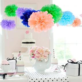 img 4 attached to 🎉 12 Mixed White Gray Yellow Party Tissue Pom Poms Paper Flower Pompoms for Wedding, Birthday, Christmas, Girls Room Decor - SIC-01702