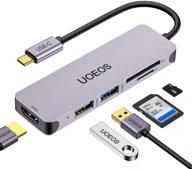 🔌 5 в 1 usb c hub от uoeos - адаптер thunderbolt 3 hdmi, usb c кард-ридер для macbook pro, surface pro/go, ipad pro, xps 13, адаптер dex и другие ноутбуки с разъемом type c. логотип