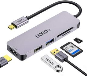 img 4 attached to 🔌 5 в 1 USB C Hub от uoeos - адаптер Thunderbolt 3 HDMI, USB C кард-ридер для MacBook Pro, Surface Pro/Go, iPad Pro, XPS 13, адаптер DEX и другие ноутбуки с разъемом Type C.