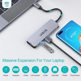 img 2 attached to 🔌 5 в 1 USB C Hub от uoeos - адаптер Thunderbolt 3 HDMI, USB C кард-ридер для MacBook Pro, Surface Pro/Go, iPad Pro, XPS 13, адаптер DEX и другие ноутбуки с разъемом Type C.