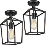 🏡 rustic farmhouse semi flush mount ceiling light fixtures - ideal for hallways, entryways, kitchen islands - industrial black ceiling lighting for foyers, dining rooms, laundry rooms, porches - pack of 2 логотип