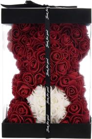img 1 attached to 🌹 10-inch Rose Flower Bear - Handcrafted with Over 250 Dozen Flowers - Ideal Gifts for Mom, Birthday & Girlfriend - Comes with Clear Gift Box (Wine Red, 10in)