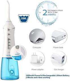 img 3 attached to Портативный зубной ирригатор - Безшнуровой стоматологический очиститель McNaval с 300 мл 🚿 большим съемным резервуаром для воды, USB-зарядкой, водонепроницаемостью IPX7, 3 режимами и 4 насадками.