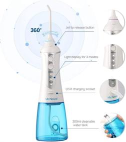 img 2 attached to Portable Water Flosser - McNaval Cordless Dental Teeth Cleaner with 300ML 🚿 Large Cleanable Water Tank, USB Rechargeable, IPX7 Waterproof, 3-Mode, and 4 Jet Tips