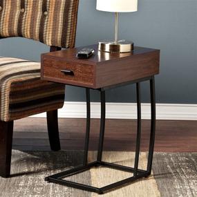 img 1 attached to Convenient and Stylish SEI Furniture Porten Side Table with Built-in Power Outlet and USB Port