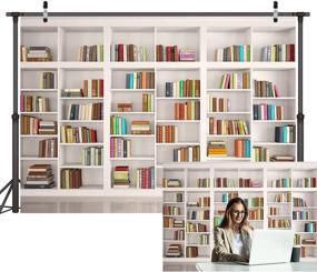 img 4 attached to LYWYGG 7X5FT Bookshelf Backdrop for Video Conference Vintage Party Background Books CP-259
