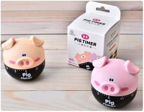 img 1 attached to 🐷 Cute Cartoon Pig Kitchen Cooking Timer Clock | 60 Minutes Mechanical Timers with Loud Alarm, Manual Counters | Khaki Finish