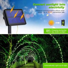 img 3 attached to 🔆 Waterproof Solar String Lights Outdoor - 2 Pack, 72FT Each with 200 LEDs, Fairy Lights Powered by Solar Energy, Copper Wire Decoration Lights with 8 Modes for Patio, Yard, Trees, Christmas, Wedding, Party Decor (Green)