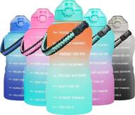 💧 hyeta large 1 gallon motivational water bottles for sports and outdoors - daily water bottle with paracord handle, removable straw, and leakproof bpa-free design, featuring reminder time marker for optimal hydration logo