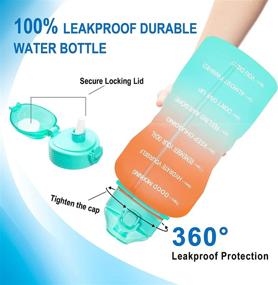 img 1 attached to 💧 HYETA Large 1 Gallon Motivational Water Bottles for Sports and Outdoors - Daily Water Bottle with Paracord Handle, Removable Straw, and Leakproof BPA-Free Design, featuring Reminder Time Marker for Optimal Hydration