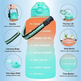 img 2 attached to 💧 HYETA Large 1 Gallon Motivational Water Bottles for Sports and Outdoors - Daily Water Bottle with Paracord Handle, Removable Straw, and Leakproof BPA-Free Design, featuring Reminder Time Marker for Optimal Hydration