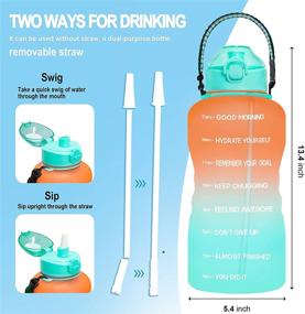 img 3 attached to 💧 HYETA Large 1 Gallon Motivational Water Bottles for Sports and Outdoors - Daily Water Bottle with Paracord Handle, Removable Straw, and Leakproof BPA-Free Design, featuring Reminder Time Marker for Optimal Hydration