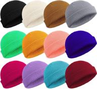 🧢 geyoga 12-pack trawler beanie hats - knit cuff beanie with roll-up edge - skull cap fisherman beanie for men and women logo