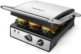 img 4 attached to 🥪 Aigostar Panini Press with Detachable Plates, Electric Indoor Grill Smokeless, Non-Stick Coated Plates, 180-Degree Opening, Stainless Steel Sandwich Maker with Temperature Control &amp; Timer, 1500W