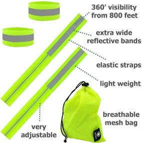 img 1 attached to Reflective Bands for Arm, Wrist, Ankle, Leg - High Visibility Reflective Gear for Women and Men. Ideal for Cycling, Walking, and Biking