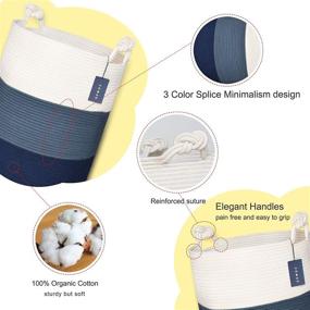 img 1 attached to 🧺 COMSE Extra Large Blanket Basket: High Storage for Laundry, Toys & Clothes - White/Cadet Blue/Navy Blue