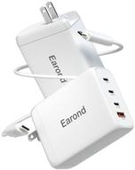 🔌 high-power 4-port usb c charger (120w), earond gan type c charger with 100w usb c cable, wall charger for macbook pro/air, ipad pro, iphone 12/11/x/xs/xr, switch, galaxy s9/s8 logo