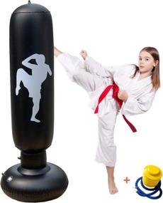 img 4 attached to 63-Inch Inflatable Boxing Punching Bag - Decompression Fitness Punching Bag for Kids and Adults, Freestanding Tumbler Sandbags for Karate, Taekwondo, MMA Practice - Best Gift