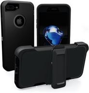 📱 armor series toughbox iphone 7 plus case - shock proof with built-in screen protector, holster & belt clip (black) - compatible with otterbox defender series belt clip logo