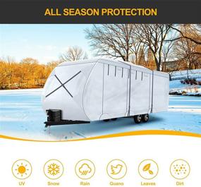 img 1 attached to Antook Reinforced 600D RV Camper Cover: Ultimate Protection for 33-36' Travel Trailers – Waterproof, Windproof, and Breathable with Tire Cover and Storage Bag