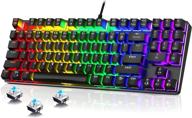 compact 89 keys rgb backlit floating mechanical gaming keyboard with multimedia keys and number pad - sweet alice, spill-resistant for windows pc gamer (black) logo
