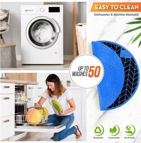 img 2 attached to 🧽 Walker Essentials Swedish Dishcloths: Extra Large, Eco-Friendly Circle Dishtowels for Ultimate Kitchen Cleaning - Durable, Odor-Free, and All-Natural - 70% Cellulose, 30% Cotton - 2 Pack