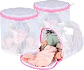 img 4 attached to 👙 3-Pack Mesh Laundry Bag Set: Bra Washing Bag, Lingerie Bag, Sock Bag for Washing Machine, Underwear Protector, Bra Washer, for Superior Laundry Care