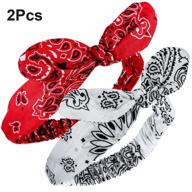 stylish red bandana headbands for women and girls - knot retro print, paisley design (style b, 2 pieces) logo