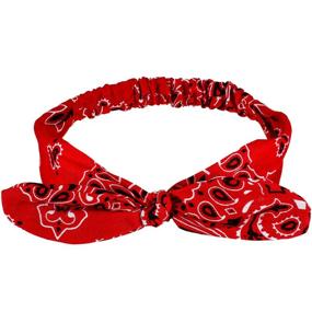 img 3 attached to Stylish Red Bandana Headbands for Women and Girls - Knot Retro Print, Paisley Design (Style B, 2 Pieces)