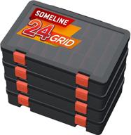 📦 someline stackable plastic storage box with adjustable dividers - 24 grids, 4 packs - black+orange - ideal for sewing supplies, beads, jewelry, crafts, and small parts logo