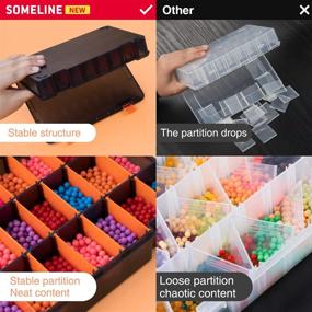 img 2 attached to 📦 SOMELINE Stackable Plastic Storage Box with Adjustable Dividers - 24 Grids, 4 Packs - Black+Orange - Ideal for Sewing Supplies, Beads, Jewelry, Crafts, and Small Parts