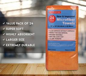 img 2 attached to 🍊 Grade Microfiber All-Purpose Superior Microfiber Towels - Orange, 24 Pack: Soft, Plush, Durable Cleaning Cloths for TV Screens, Laptops, Windows, Mirrors, Cell Phones, Glasses & More!