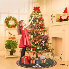 img 2 attached to 🎄 QTIVY 48" Christmas Tree Skirt & Stocking - Luxury Burlap Tree Skirts with White Snowflake Prints and 3D Santa Claus Pattern for Indoor Christmas Holiday Party Decorations (Santa Claus)