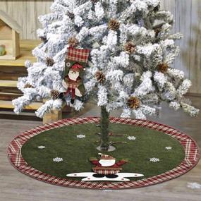 img 4 attached to 🎄 QTIVY 48" Christmas Tree Skirt & Stocking - Luxury Burlap Tree Skirts with White Snowflake Prints and 3D Santa Claus Pattern for Indoor Christmas Holiday Party Decorations (Santa Claus)
