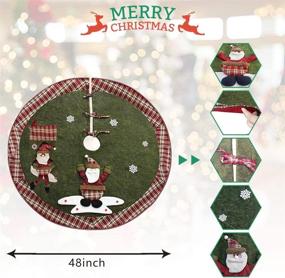 img 1 attached to 🎄 QTIVY 48" Christmas Tree Skirt & Stocking - Luxury Burlap Tree Skirts with White Snowflake Prints and 3D Santa Claus Pattern for Indoor Christmas Holiday Party Decorations (Santa Claus)