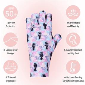 img 3 attached to 🍍 MelodySusie UV Protection Gloves for Nail Lamp - Professional Fingerless UPF50+ Gel Manicure Gloves, Sun Shield for Nail Art, Skin Care, and Hand Protection against UV Harm (Profusion of Pineapple)