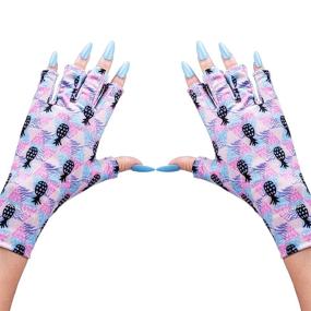 img 4 attached to 🍍 MelodySusie UV Protection Gloves for Nail Lamp - Professional Fingerless UPF50+ Gel Manicure Gloves, Sun Shield for Nail Art, Skin Care, and Hand Protection against UV Harm (Profusion of Pineapple)