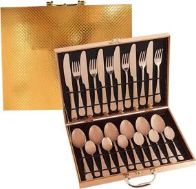 img 4 attached to Copper Stainless Steel Flatware Set