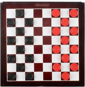 img 1 attached to 🖤 Premium Wooden Checkers Set: Attatoy Black & Red Carved Stackable Checkers (24 Pcs) with Cloth Storage Bag