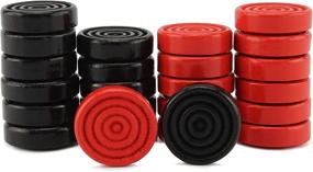 img 2 attached to 🖤 Premium Wooden Checkers Set: Attatoy Black & Red Carved Stackable Checkers (24 Pcs) with Cloth Storage Bag