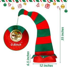 img 3 attached to 🎅 Extra Long Green and Red Striped Christmas Elf Hat - Thick Hat for Dressing Up Kids and Adults