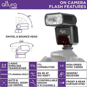 img 3 attached to 📸 Altura Photo AP-305C Canon Flash with Manual Trigger - Camera Flash for Canon R, RP, 90D, 80D, 70D, SL2, T7I, T6, T6I, 5D, 6D, 7D, M6, M50 - 2.4GHz TTL Speedlite for DSLR and Mirrorless Cameras