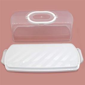 img 1 attached to 🍞 White Plastic Loaf Cake Storage Box with Portable Handle – Ideal for Storing Banana Bread and Pumpkin Bread