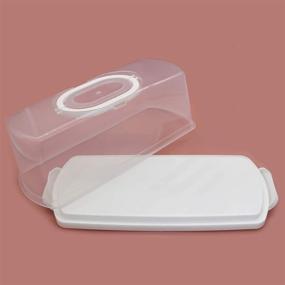 img 2 attached to 🍞 White Plastic Loaf Cake Storage Box with Portable Handle – Ideal for Storing Banana Bread and Pumpkin Bread