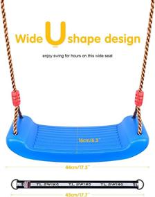 img 2 attached to 🏞️ Funlove Durable & Lightweight Plastic Swing Set for Kids and Adults - Blue Swing Seat with Adjustable Hanging Straps & Carabiner