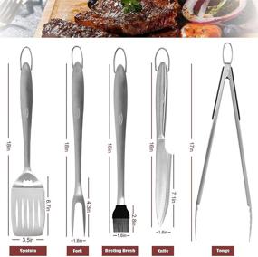 img 2 attached to Enhance Your Grilling Experience with MAGIC FLAME BBQ Grill Accessories: A Heavy Duty Set of Essential 5 Pcs Barbecue Utensils for Men, Made of Extra Thick Stainless Steel, 18-Inch Size - Perfect Camping BBQ Tools Kit