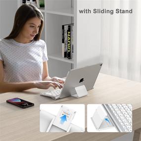 img 3 attached to Nulaxy KM13 Bluetooth Keyboard: Sliding Stand for Tablets & Phones - Apple iPad, iPhone, Samsung, Android Windows Compatibility - Silver